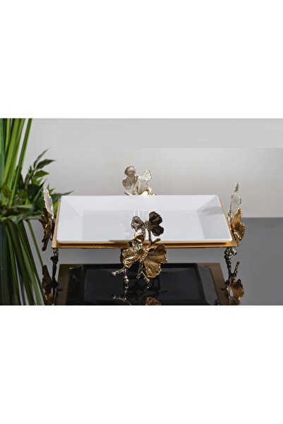 BULUTHOMEAKSESUAR BUTTERFLY PORCELAIN PRESENTATION PLATE 34X18 CM