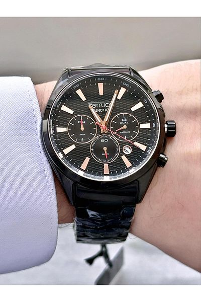Ferrucci Men's Multifunctional Metal Band Wristwatch