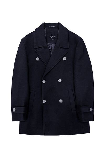 SÜVARİ Παλτό Süvari Navy Blue με διπλό ατσάλι με κουμπιά