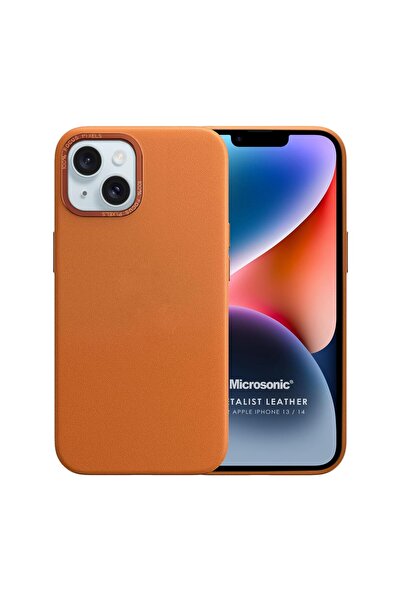 Microsonic Apple iPhone 13 Kılıf Metalist Leather Turuncu