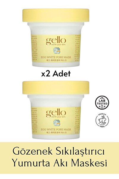 GELLO 2 Adet Gözenek Sıkılaştırıcı Yumurta Akı Maskesi - Egg White Pore Mask 2'li Paket
