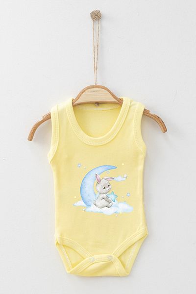 ADABEBEK Crescent and Star Detailed Printed Strappy Snap-On Bodysuit