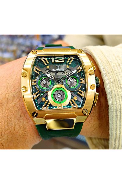 Raymond Green Silicone Men's Wristwatch