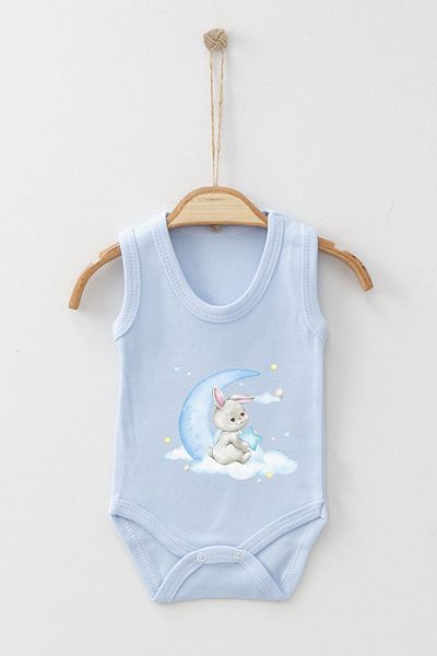ADABEBEK Crescent and Star Detailed Printed Strappy Snap-On Bodysuit