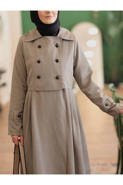 İPEKSTİL Gray Trench Coat with Jile