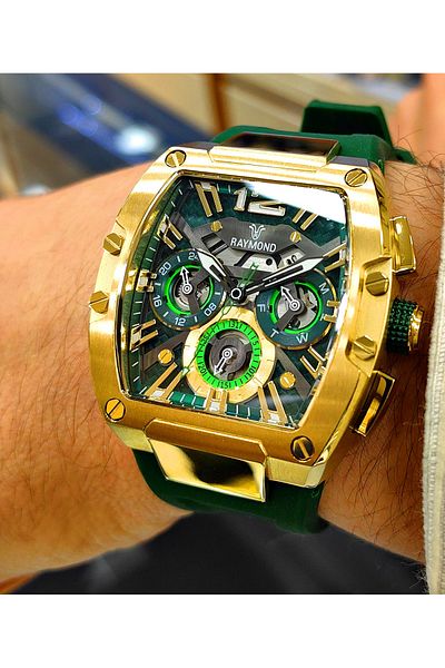 Raymond Green Silicone Men's Wristwatch