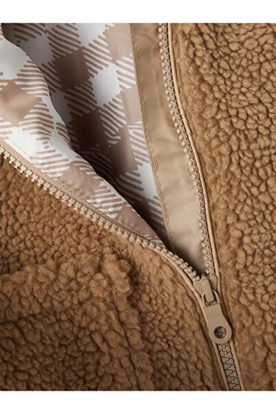 name ıt Kız Çocuk Kahverengi Peluş Mont