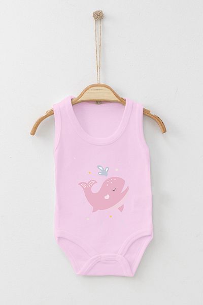 ADABEBEK Water Spraying Whale Printed Strap Snap-On Bodysuit