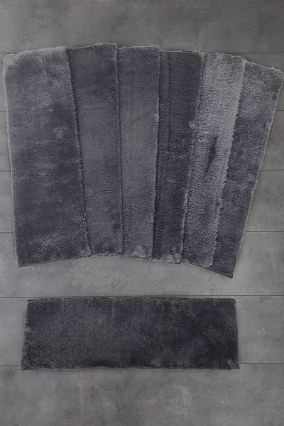 Bonny Home Comfort Anthracite - Soft Plush and Non-Slip Leather Based Step Mat (5 PCS)