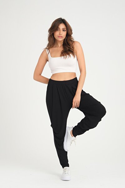 ESPİNA Women's Side and Waist Pleated Comfortable Fit Shalwar Trousers