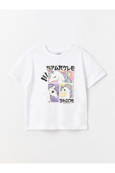 LC Waikiki Crew Neck Printed Short Sleeve Girls' T-Shirt and Tights