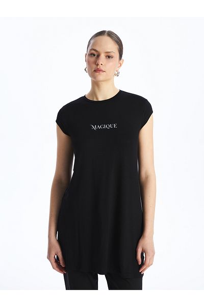LC Waikiki Nyakú, nyomott rövid ujjú női tunika
