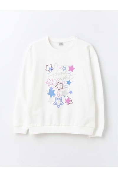 LC Waikiki Crew Neck – dívčí mikina s dlouhým rukávem s potiskem