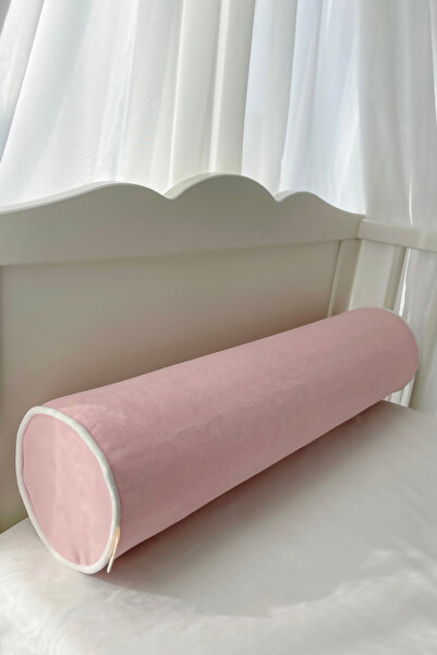 Piamom Pembe Beyaz Biyeli Fitilli Silindir Sosis Bumper Yastık