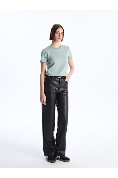 LC Waikiki Women's T-Shirt - Crew Neck, Solid Cut, Short Sleeve
