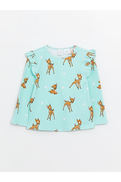 LC Waikiki Crew Neck Bambi Printed Baby Girl T-Shirt and Leggings 2-Piece Set