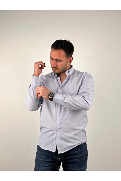 Mad&Calf Чоловіча сорочка Slim Fit з тонкою смужкою та довгими рукавами