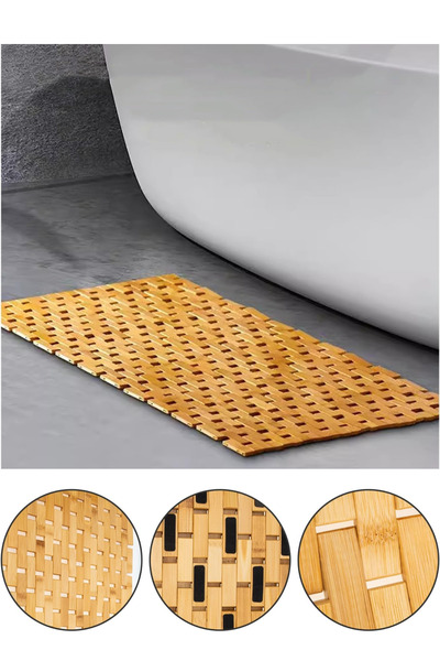 NEWNOW Χαλάκι πόρτας μπαμπού, αντιολισθητικό πατάκι ντους μπαμπού, χαλί μπάνιου κουζίνας, στεγνώνει γρήγορα, μπάνιο και μπανιέρα 40 x 60 cm