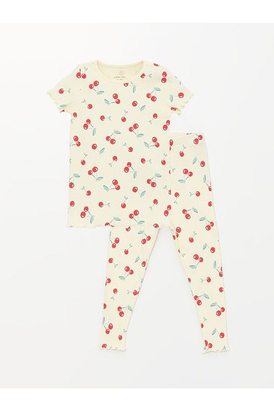 LC Waikiki Crew Neck Printed Pajama Set for Baby Girl