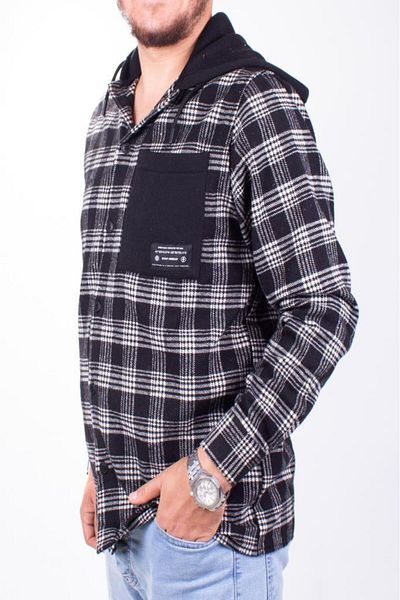 DAGOSTER Dmg23-193714 Черна ежедневна мъжка риза Lumberjack с качулка