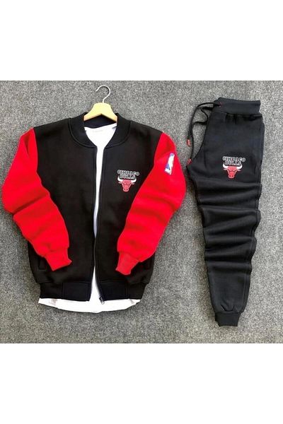 WEARTEX Tracksuit Set Unisex ŞIKAGO Printed Sweatshirt-Cotton Winter Tracksuit Set Set of 2 Set