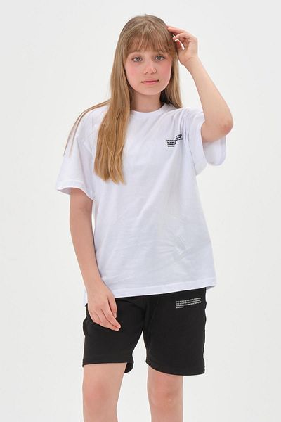 Black One Μπλουζάκι με λαιμόκοψη από 100% βαμβακερό ύφασμα, σορτς για κορίτσια, καλοκαιρινό μπλουζάκι
