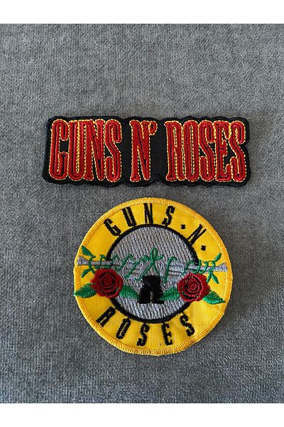 icase رقعة مطرزة بشعار فرقة موسيقية Guns N' Roses، مجموعة مكونة من قطعتين قابلة للخياطة (11x3 سم 8x8 سم)