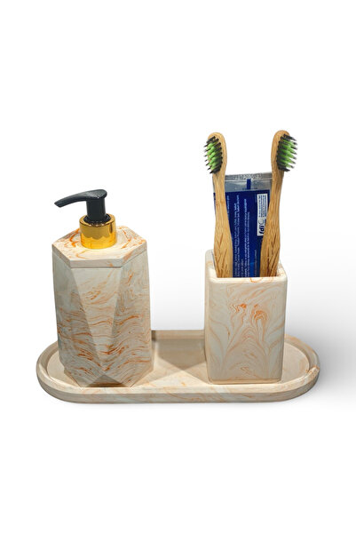 Chiko Mall Modern Designed Marble Themed Concrete Bathroom Accessory Set (3 P...