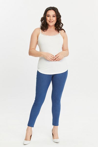 Curvy Trend Μπλούζα με λουράκι με σχοινί με δαντέλα με λεπτομέρεια με οβάλ σκίσιμο