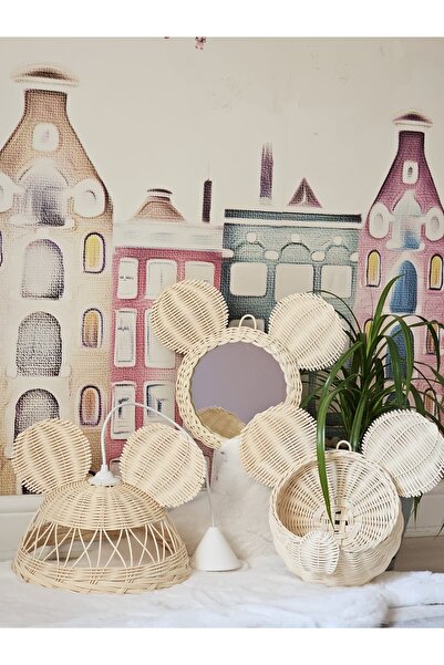 HEMA BAMBU Rattan 3lü Set Avize,ayna,sepet