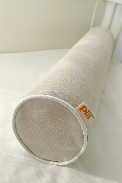 Piamom Taş Beyaz Biyeli Fitilli Silindir Sosis Bumper Yastık