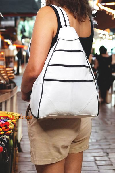 Lederax Genuine Leather Multi-Compartment Backpack and Shoulder Bag Ld52