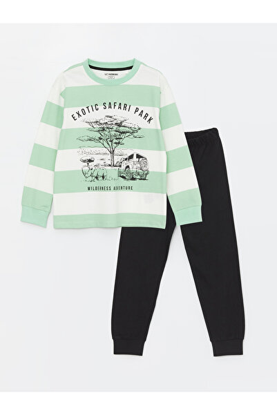 LC Waikiki Dečaki 'Crew Neck i štampani set pidžame sa dugim rukavima