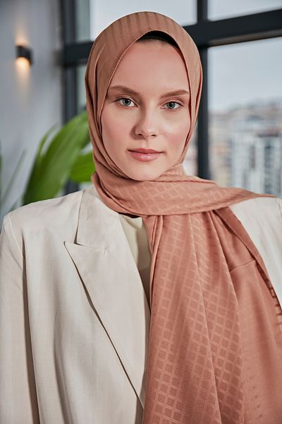 Scarf Μίνι τετράγωνο σιφόν σάλι Jacquard - Μαύρισμα -