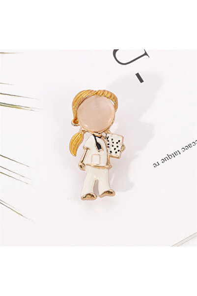 ESJ Hemşire Doktor Kadın Broş Sarışın Ebat: 1,9*3,8 Cm