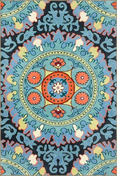 Rugs Modern Halı Mixed Pattern and Floral Blue Decorative and Woven Base Carp...