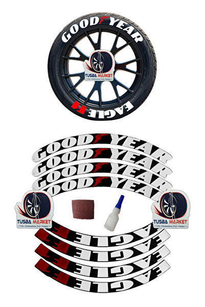 TUSBA MARKET Good Year Eagle F1 Motosiklet & Araç 3d Oto Lastik Jant Yazısı Ş...