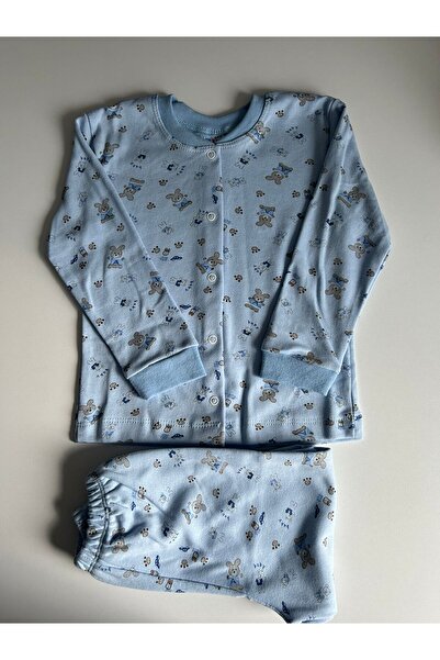 ZYS Ayıcık Desenli Çıtçıtlı Erkek Çocuk Pijama Takımı