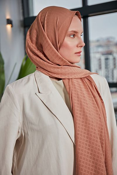 Scarf Μίνι τετράγωνο σιφόν σάλι Jacquard - Μαύρισμα -