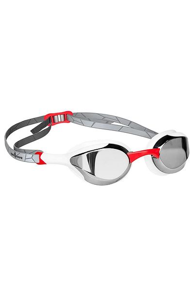 Mad Wave Gray Red Mirrored Swimming Race Glasses