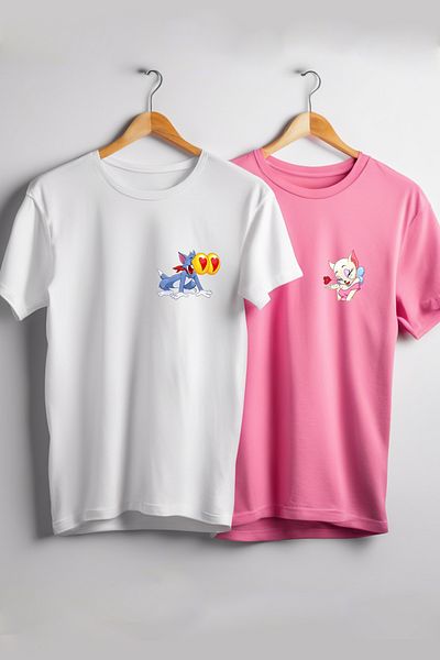 Vordevia Tom and Toodles Printed Pink White Oversize Lover Combination / Δώρο για την Ημέρα του Αγίου Βαλεντίνου