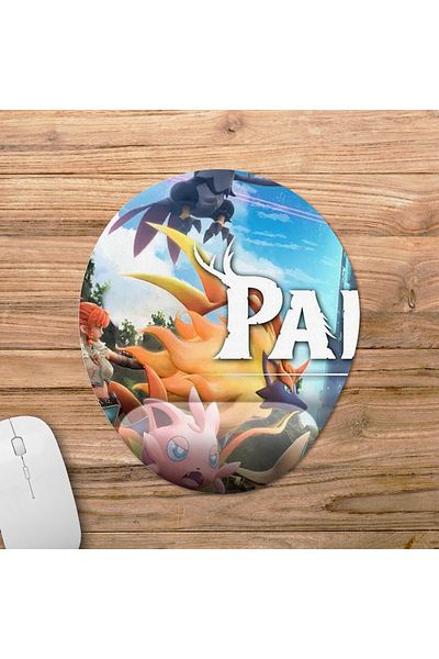 Pixxa موديل لوحة الماوس Palworld 3 البيضاوية مع دعم المعصم