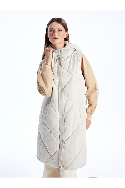 LC Waikiki Hooded Quilted Patterned Women's Puffer Vest