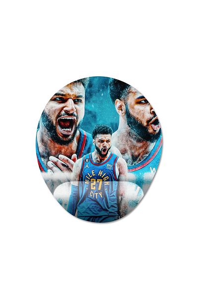 Pixxa Jamal Murray - Denver Nuggets - موديل لوحة ماوس NBA مع دعم للمعصم - 3 بيضاوي