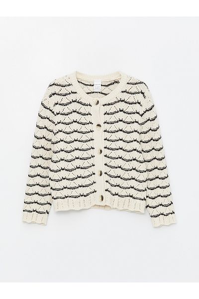 LC Waikiki Crew Neck Knitwear Cardigan for Baby Girl