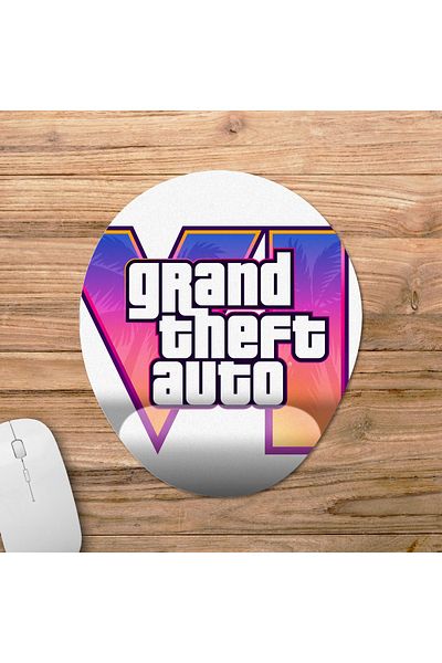 Pixxa Grand Theft Auto 6 GTA VI - 3 نموذج لوحة ماوس بيضاوية لمسند المعصم
