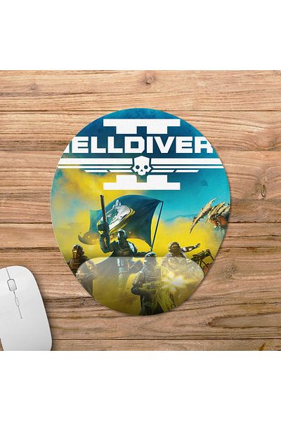 Pixxa لوحة ماوس Helldivers موديل 2 - بيضاوية واحدة مع مسند للمعصم