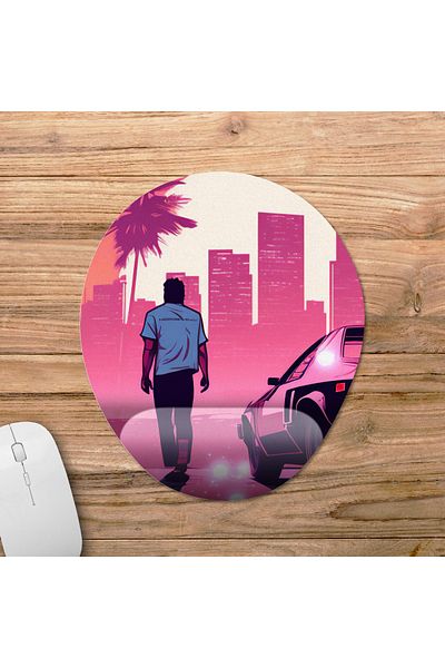 Pixxa Gta 6 - Grand Theft Auto 6 - Gta Vi Mousepad with Wrist Support Model - 4 Oval