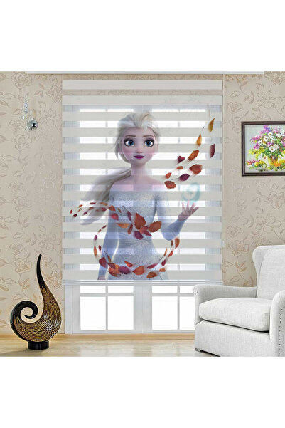 Pembe Panjur elsa Baskılı zebra perde