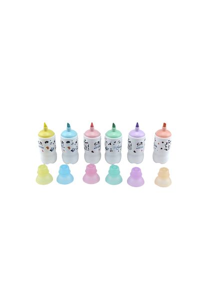 hiçdurmaal 6-Color Highlighter Plastic Milk Bottle with Pen Model